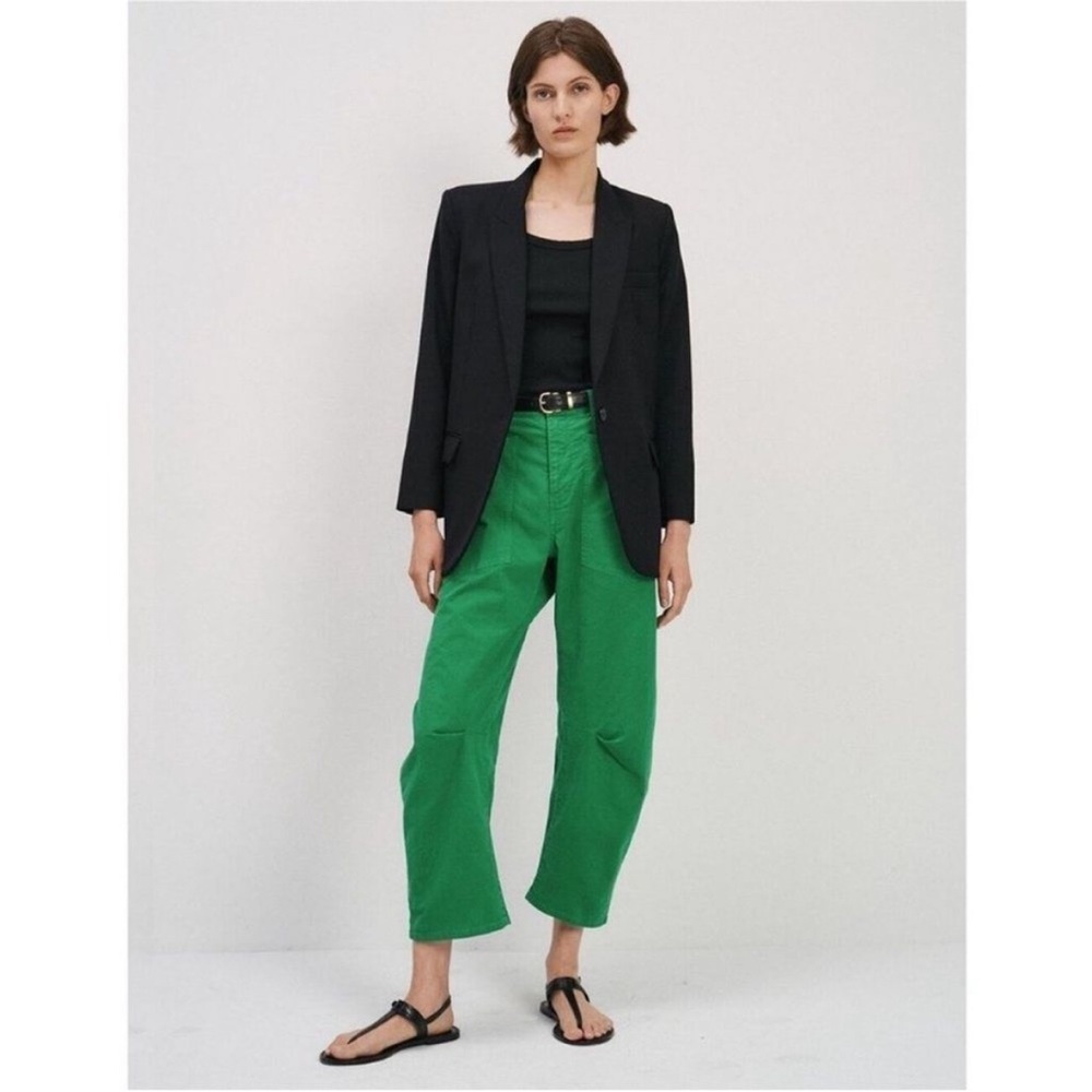 Nili Lotan Shon Cotton Pant in Malachite Green